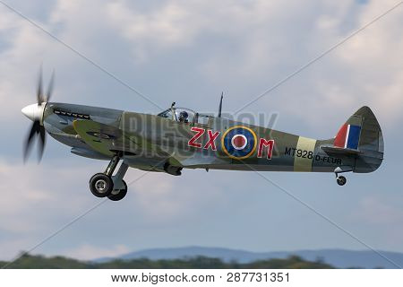 Payerne, Switzerland - September 7, 2014: Supermarine Spitfire Mk.8 World War Ii Fighter Aircraft D-