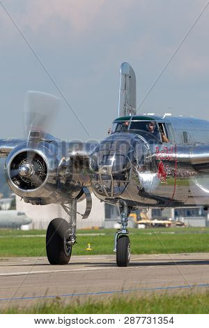 Payerne, Switzerland - September 7, 2014: World War Ii Vintage North American B-25 Mitchell Bomber A
