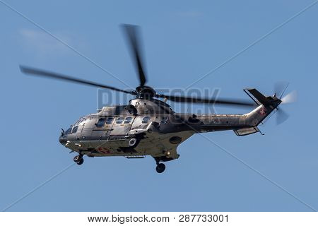 Payerne, Switzerland - September 1, 2014: Swiss Air Force Aerospatiale As532 (th98) Military Utility