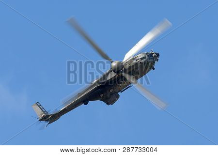 Payerne, Switzerland - September 1, 2014: Swiss Air Force Aerospatiale As532 (th98) Military Utility