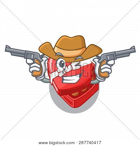 Cowboy Chocolate Box Heart Above Cartoon Table