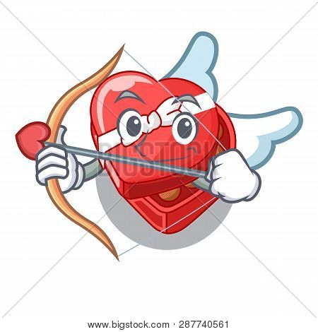 Cupid Chocolate Box Heart Above Cartoon Table