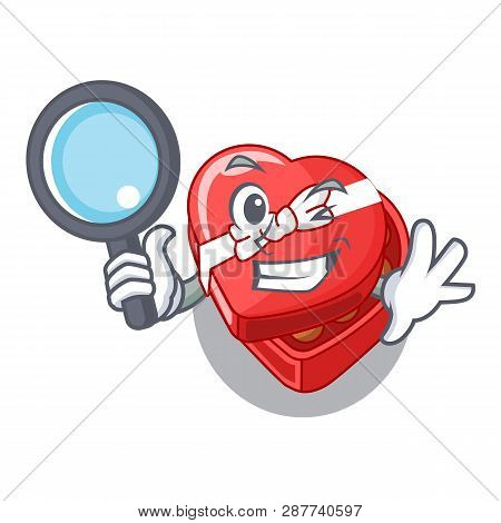 Detective Choclate Heart Box In Shape Mascot