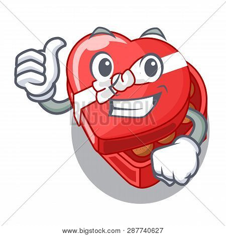 Thumbs Up Choclate Heart Box In Shape Mascot