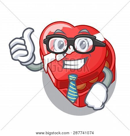 Businessman Choclate Heart Box In Shape Mascot