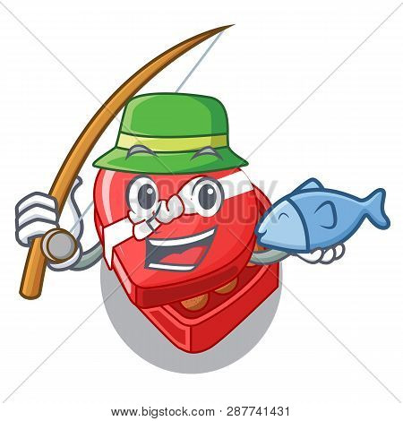 Fishing Chovolate Heart Box Isolated With Characters