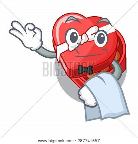 Waiter Chovolate Heart Box Isolated With Characters