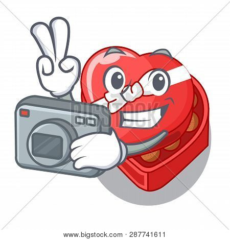 Photographer Chovolate Heart Box Isolated With Characters