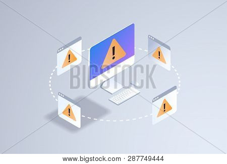 Problem Computer Application Software Error Concept 3d Isometric Technology Exclamation Mark Icon Pc