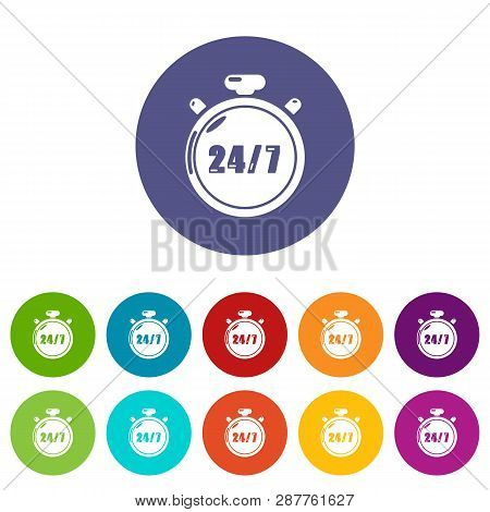 Stopwatch Icons Color Set Vector For Any Web Design On White Background