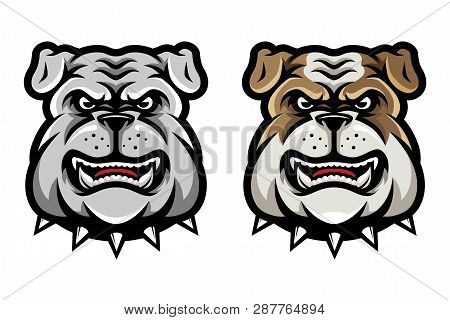 Bulldog Head Mascot in Cartoon Style Illustration Vector