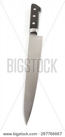 Long chef knife isolated on white background