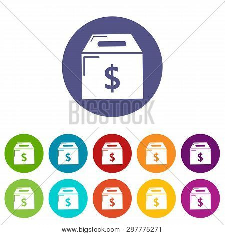 Box Money Icons Color Set Vector For Any Web Design On White Background