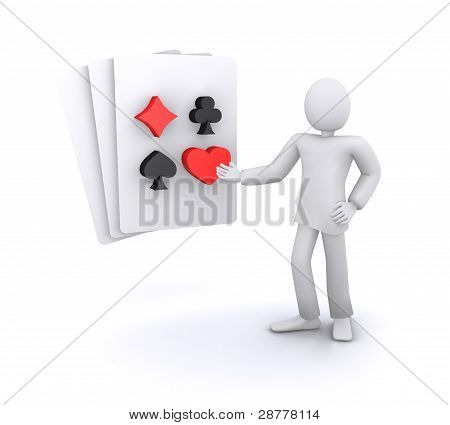 ember, aki megmutatja a póker kártya