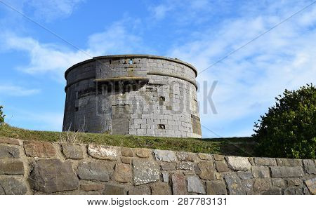 Martello Tower Fort In Skerries Coastal Village In Ireland.