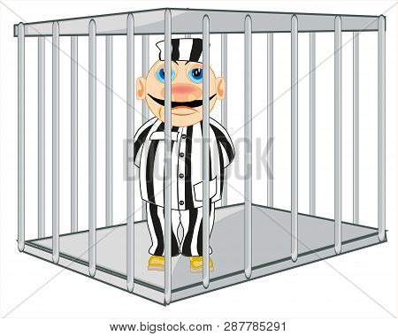 Vector Illustration Men Arrested Locked In Hutch