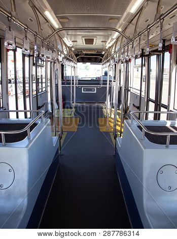 Johannesburg, South Africa, 28th February - 2019: Interior View Of Airport Transfer Bus