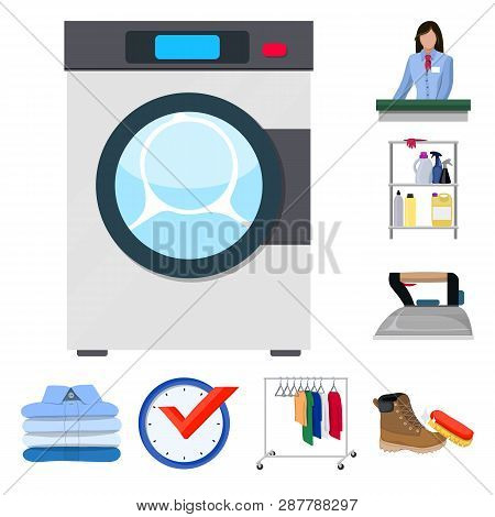 Vector Illustration Of Laundry And Clean Logo. Set Of Laundry And Clothes Vector Icon For Stock.