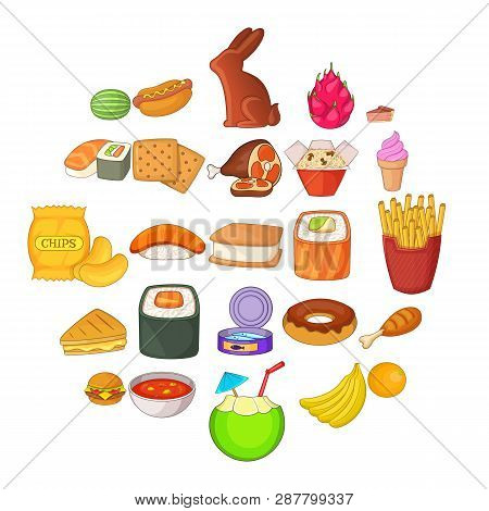 Morsel Icons Set. Cartoon Set Of 25 Morsel Icons For Web Isolated On White Background