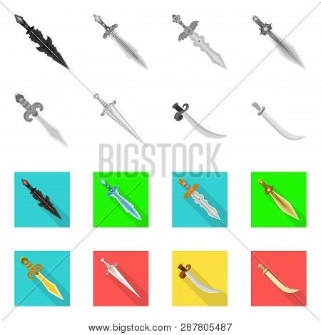 Vector Illustration Of Game  And Armor  Sign. Set Of Game  And Blade  Vector Icon For Stock.