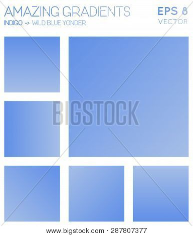 Colorful Gradients In Indigo, Wild Blue Yonder Color Tones. Admirable Background, Symmetrical Vector