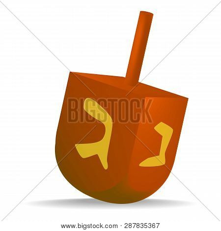 Wood Dreidel Icon. Realistic Illustration Of Wood Dreidel Icon For Web Design Isolated On White Back