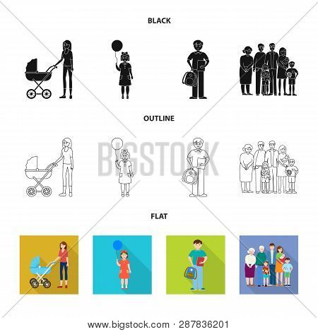 Isolated Object Of Character And Avatar  Sign. Collection Of Character And Portrait Vector Icon For 