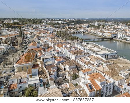 Aerial View Of Charming Tavira In Sunny Day, Algarve, Portugal