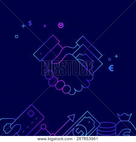 Bribe, Transfer Of Money, Handshake Vector Line Illustration. Money Related Gradient Icon, Symbol, P