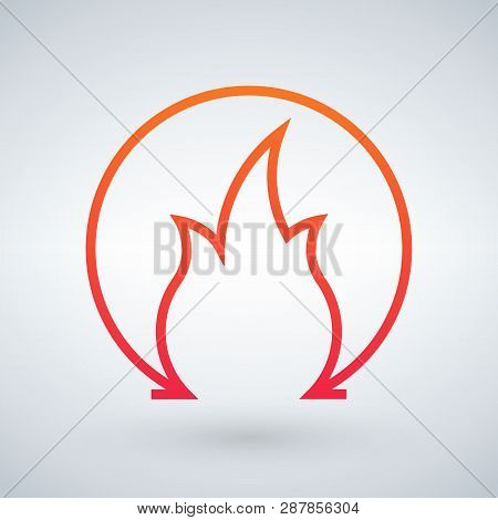 Fire Or Flame In Circle Simple Logo. Vector Illustration Isolated On White Background.