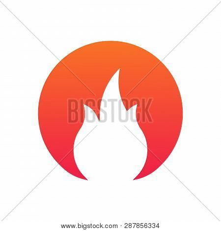 Fire Or Flame In Circle Simple Logo. Vector Illustration Isolated On White Background.