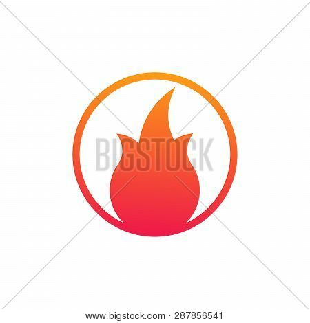 Fire Or Flame In Circle Simple Logo. Vector Illustration Isolated On White Background.