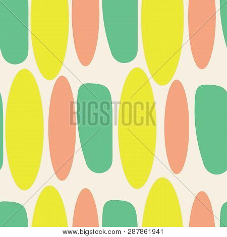 Organic Abstract Modern Yellow Green Coral Ivory Seameless Pattern.