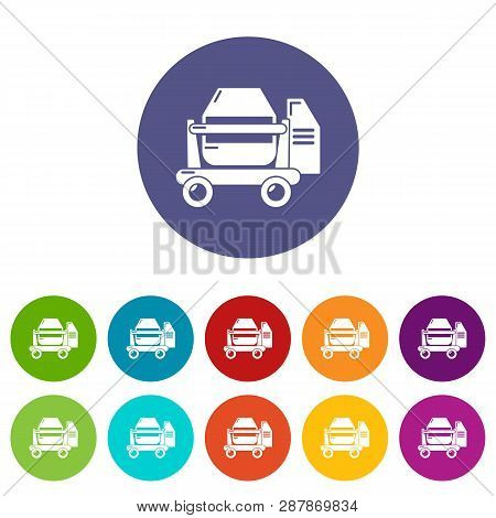 Concrete Mixer Icons Color Set Vector For Any Web Design On White Background