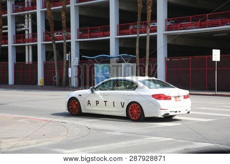 2/25/2017 Las Vegas, Nevada: Self Driving or Driver less Car carries people to various locations. 