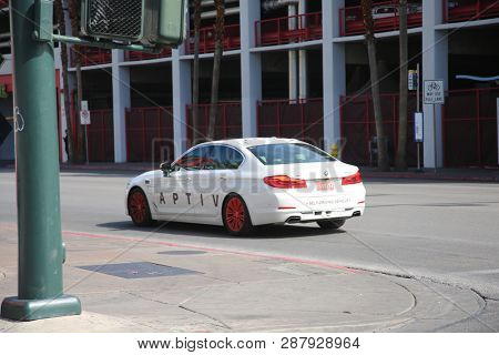 2/25/2017 Las Vegas, Nevada: Self Driving or Driver less Car carries people to various locations. 