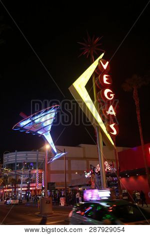 2/25/2019 Las Vegas, Nevada: Freemont Street Experience, including Neon Signs, Casinos, Zip Lines, Gambling, Slot Machines, Card Games, Tourist, Entertainers, and more. Las Vegas Nevada Night Life. 