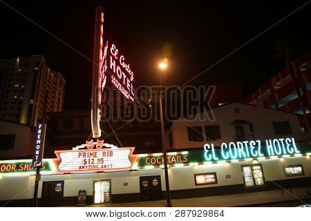 2/25/2019 Las Vegas, Nevada: Freemont Street Experience, including Neon Signs, Casinos, Zip Lines, Gambling, Slot Machines, Card Games, Tourist, Entertainers, and more. Las Vegas Nevada Night Life. 


