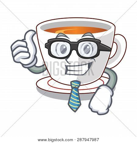 Businessman Cup Mint Tea The Shape Mascot