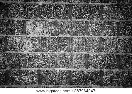 The Background Of  Black And White Bricks Texture Horizontally