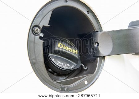 The Car Diesel Fuel Tank Cap Opened
