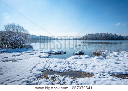 The Lake Osterseen Bavaria Germany winter scenery