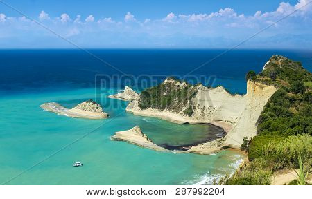 White Cliffs  And Turquoise Seas Around The Northern Coast Of Corfu
