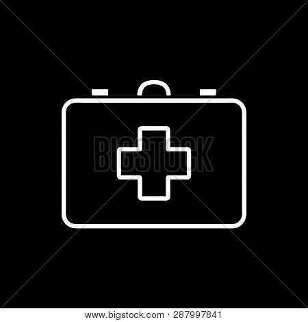 Flat Line Monochrome First Aid Kit Symbol For Web Sites And Apps. Minimal Simple Black And White Fir