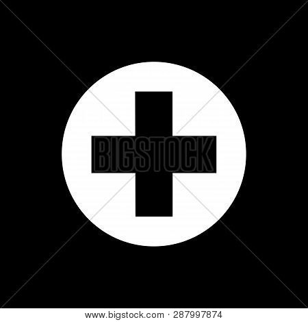 Flat Monochrome Medical Cross Symbol For Web Sites And Apps. Minimal Simple Black And White Medical 