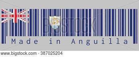 Barcode Set The Color Of Anguilla Flag, Blue Ensign With The British Flag And The Coat Of Arms Of An