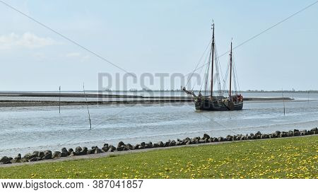 Sailing Ship Entering The Canal At Husum, Germany