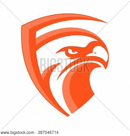 Falcon Shield Vector Logo Illustration, Good For Mascot Delivery Or Logistic, Logo Industry, Flat Co