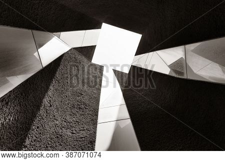 BARCELONA, SPAIN â MAY 13, 2019: Abstract ceiling windo. Museum of Natural Sciences with modern architectural design.