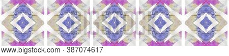 Ikat Pattern. Abstract Kaleidoscope Print. Pastel Blue And Rose Seamless Texture. Repeat Tie Dye Orn
